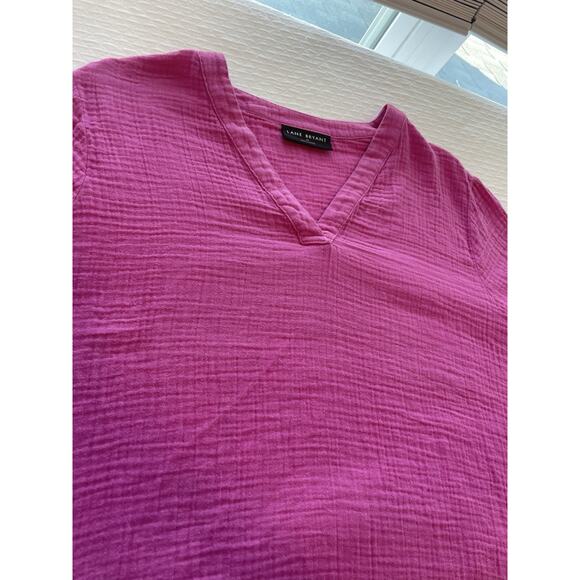 Lane Bryant Gauze Coastal Casual Top Pink 100% Cotton Size 14 Preppy Comfort EUC - Picture 7 of 12
